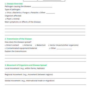 Infectious Disease Research Worksheet