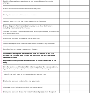 Condensed Revision Notes: The Nervous System (2.4)